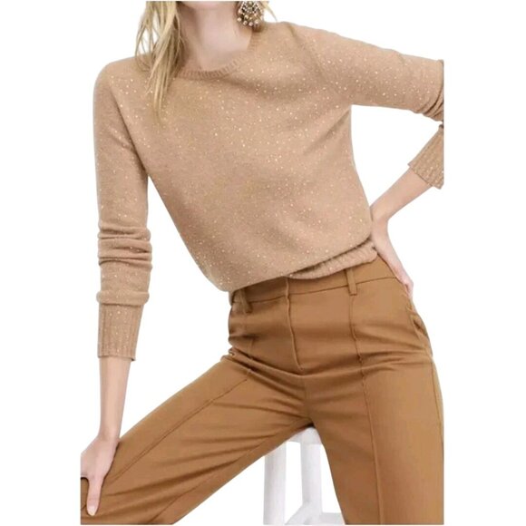 J.Crew Gemstone Super Soft Yarn Crewneck Sweater Heather Acorn Alpaca Size M - Picture 1 of 6